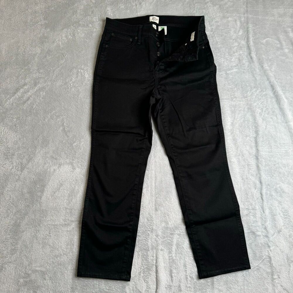 J Crew Jeans Womens 29P Black 9" Vintage Straight Denim Preppy Ankle Stretch